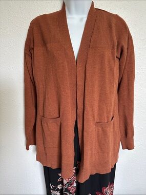 Time and Tru Open-Front Rust Women’s Cardigan with Front Pockets Size 4-6